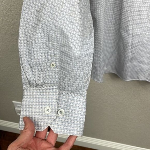 Bugatchi Classic Fit Basket Weave Print Long Sleeve Button Front Shirt Sz XXL - Picture 3 of 10